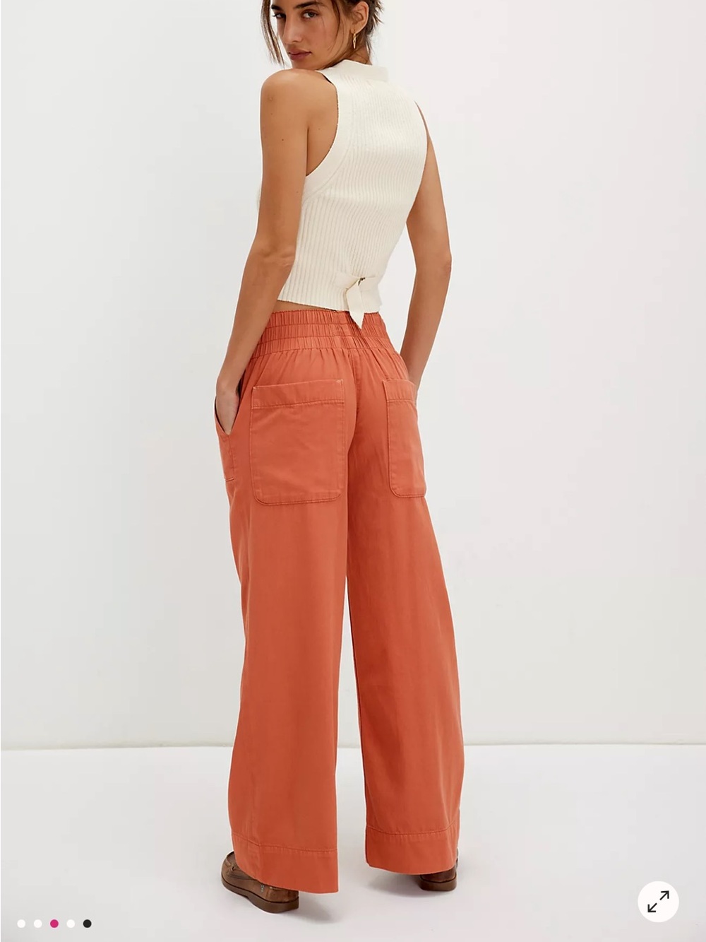 Free People We The Free Breezy Denim Pull-On Jeans Red Mango Size Medium - Picture 3 of 12
